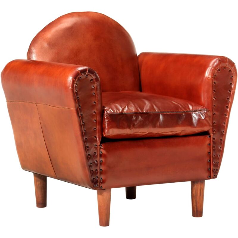 

Sillón con Diseño de Cubo Cuero Auténtico 77x65x79 cm Marrón - Marrón - Vidaxl