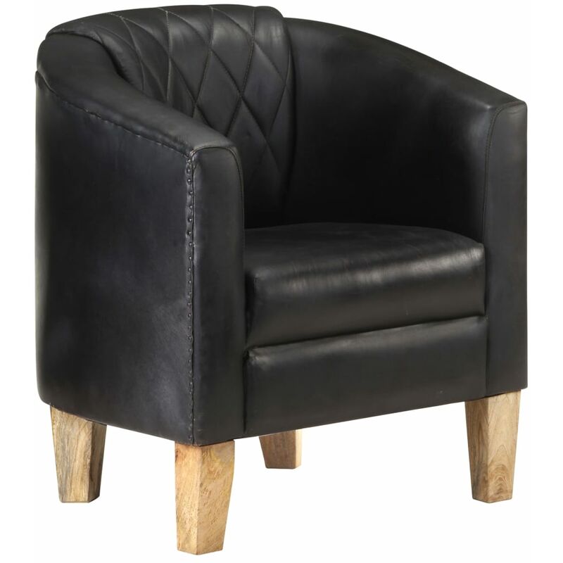 

Sillón con diseño de cubo cuero auténtico negro