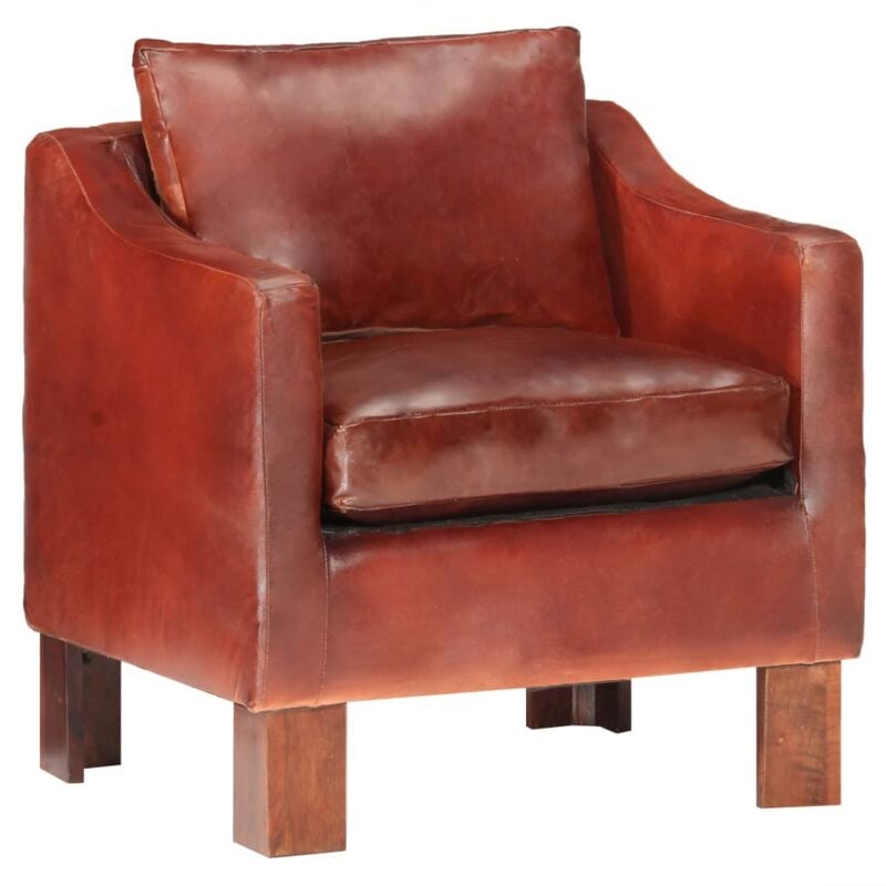 

vidaXL Sillón con Diseño de Cubo Cuero Auténtico Marrón Oscuro - Marrón