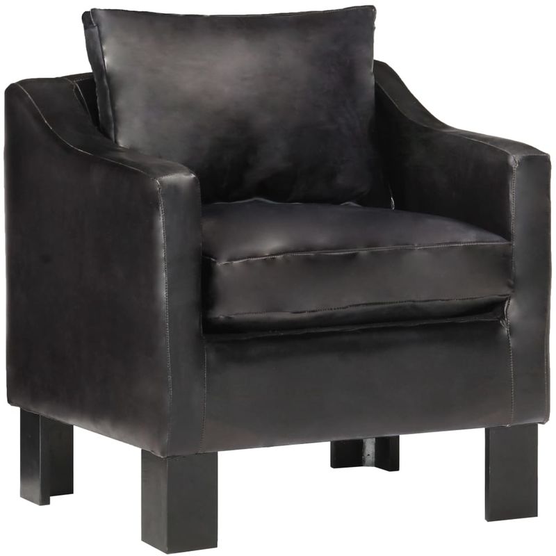 

Sillon con diseno de cubo cuero autentico negro