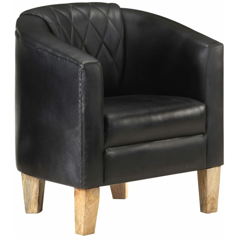 

Sillon con diseno de cubo cuero autentico negro