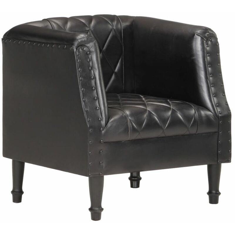 

Sillón con diseño de cubo cuero de cabra auténtico negro