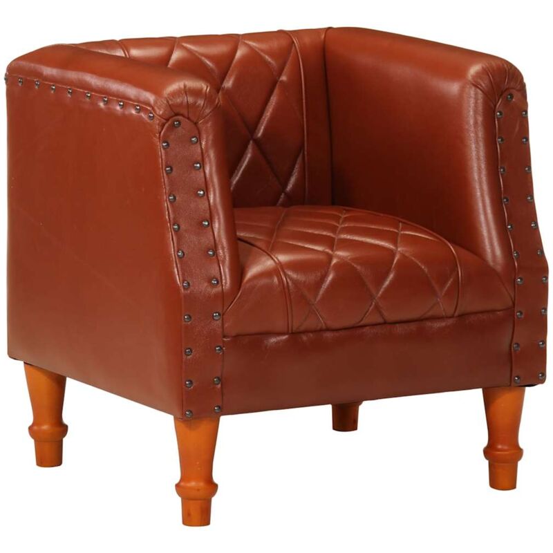 

Sillón con Diseño de Cubo Cuero de Cabra Auténtico Marrón - Marrón - Vidaxl