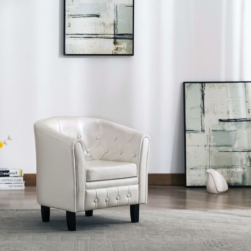 

Sillón con diseño de cubo cuero sintético blanco