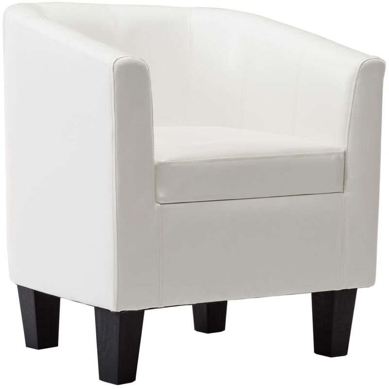 

Sillón con Diseño de Cubo Cuero Sintético Blanco - Blanco - Vidaxl