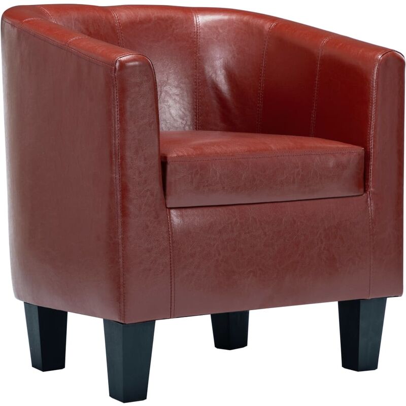 

Sillón con Diseño de Cubo Cuero Sintético Vino Tinto - Rojo - Vidaxl