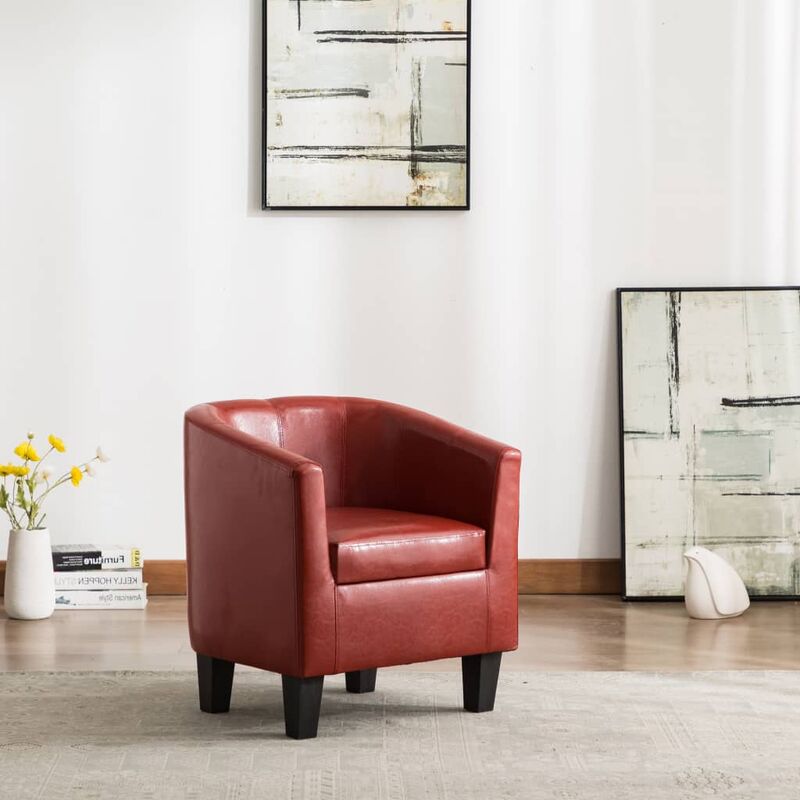 

Sillón con diseño de cubo cuero sintético color vino tinto