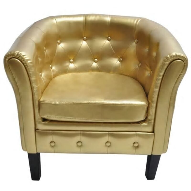 

Sillón con diseño de cubo cuero sintético dorado