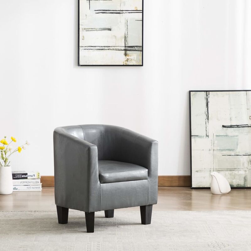 

Sillón con diseño de cubo cuero sintético gris