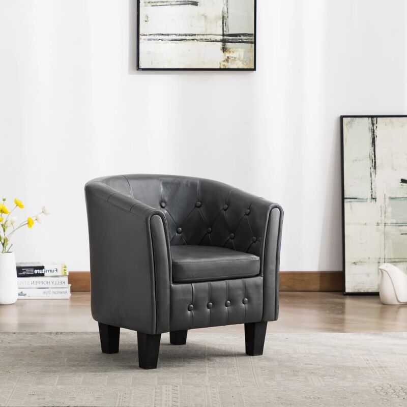 

Sillón con diseño de cubo cuero sintético gris
