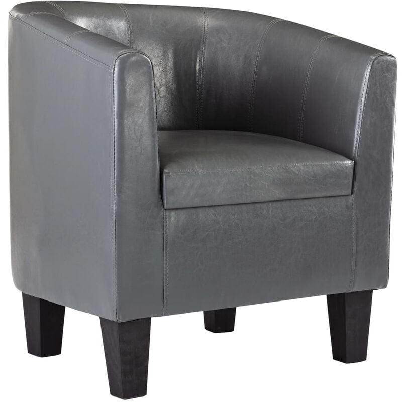 

Sillón con Diseño de Cubo Cuero Sintético Gris - Gris - Vidaxl