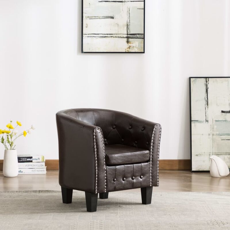 

Sillón con diseño de cubo cuero sintético marrón