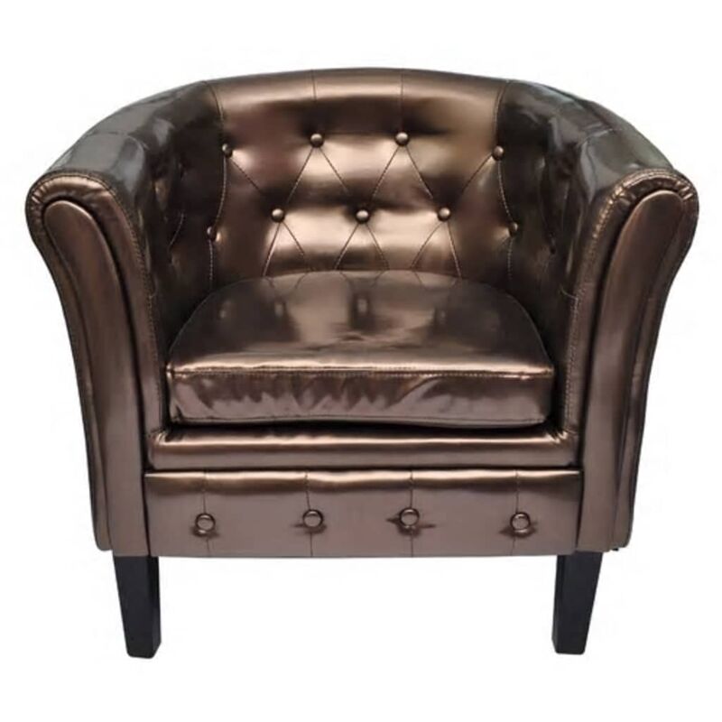 

Sillón con diseño de cubo cuero sintético marrón