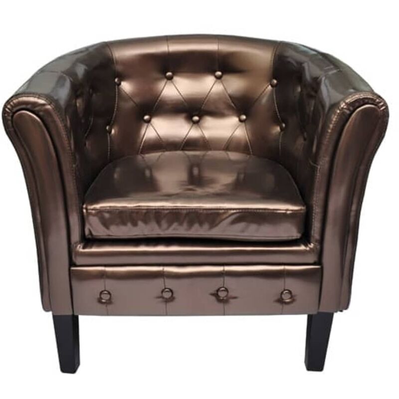 

Sillón con Diseño de Cubo Cuero Sintético Marrón - Marrón - Vidaxl
