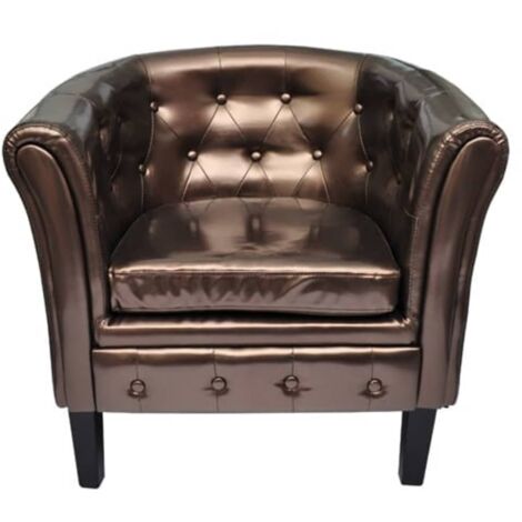 Sillón con diseño de cubo cuero sintético marrón vidaXL