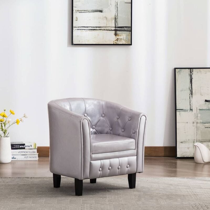 

Sillón con diseño de cubo cuero sintético plateado