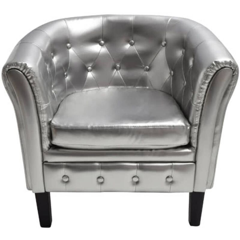 

Sillón con diseño de cubo cuero sintético plateado