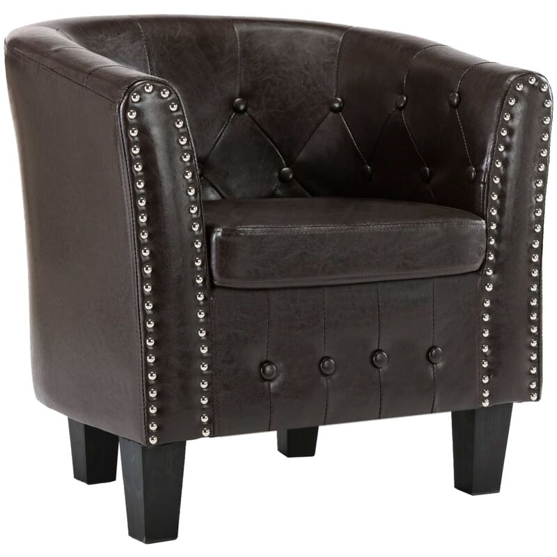 

vidaXL Sillón con Diseño de Cubo Cuero Sintético Marrón - Marrón
