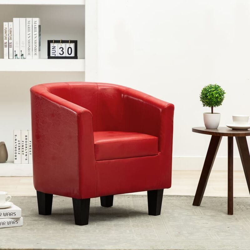 

Sillón con diseño de cubo cuero sintético rojo