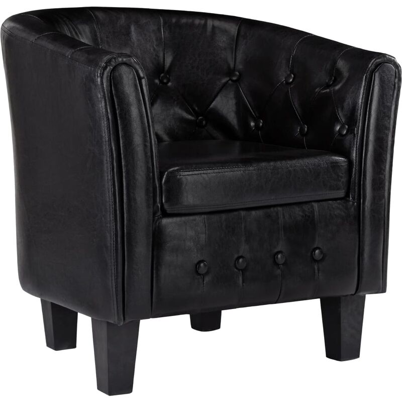 

Sillón con Diseño de Cubo Cuero Sintético Negro - Negro - Vidaxl