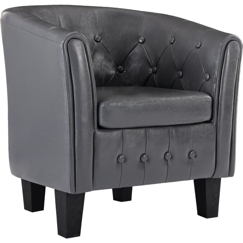 

Sillón con Diseño de Cubo Cuero Sintético Gris - Gris - Vidaxl