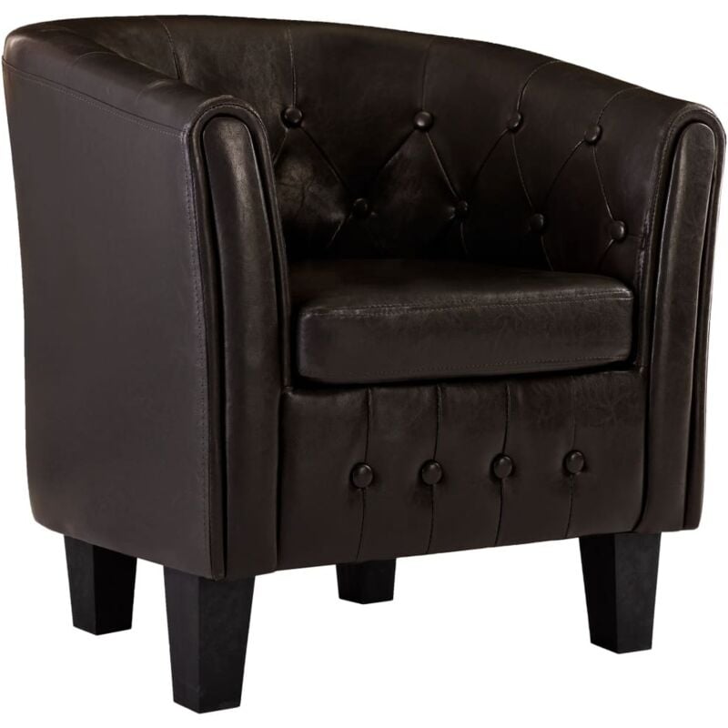 

Sillón con Diseño de Cubo Cuero Sintético Marrón - Marrón - Vidaxl