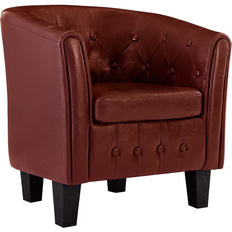 

Sillón con Diseño de Cubo Cuero Sintético Vino Tinto - Rojo - Vidaxl