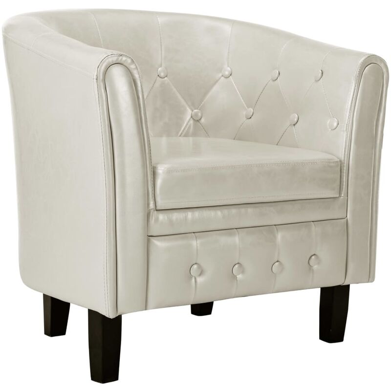 

vidaXL Sillón con Diseño de Cubo de Cuero Sintético Blanco - Blanco