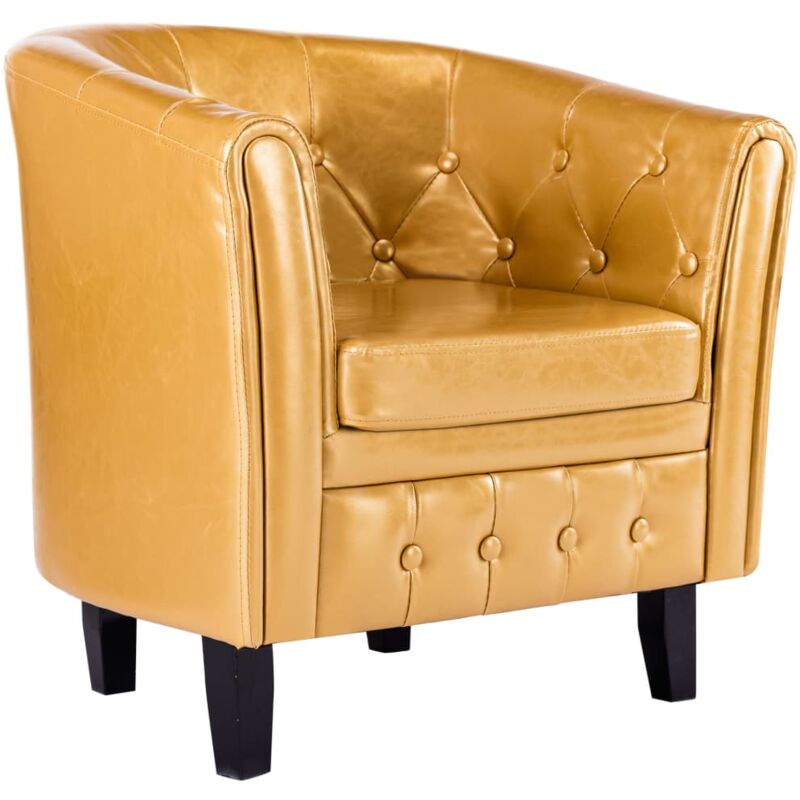 

vidaXL Sillón con Diseño de Cubo de Cuero Sintético Dorado - Oro