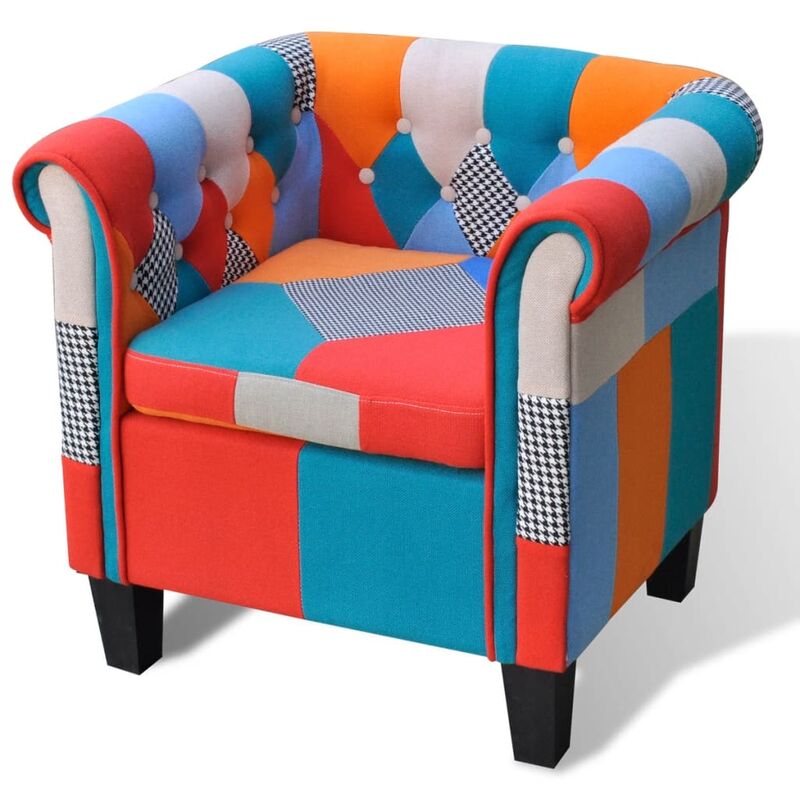 

Sillón con diseño de retales de tejido