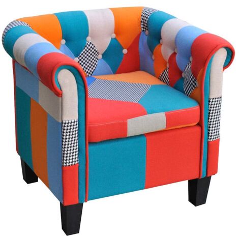 Sillón con diseño de retales de tela Patchwork