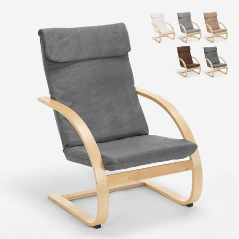 AHD AMAZING HOME DESIGN Sillón con diseño nórdico de madera para estudio y salón Aarhus Color: Gris