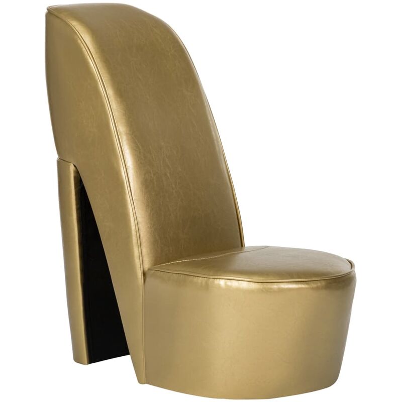 

Sillón con forma de zapato de tacón cuero sintético dorado