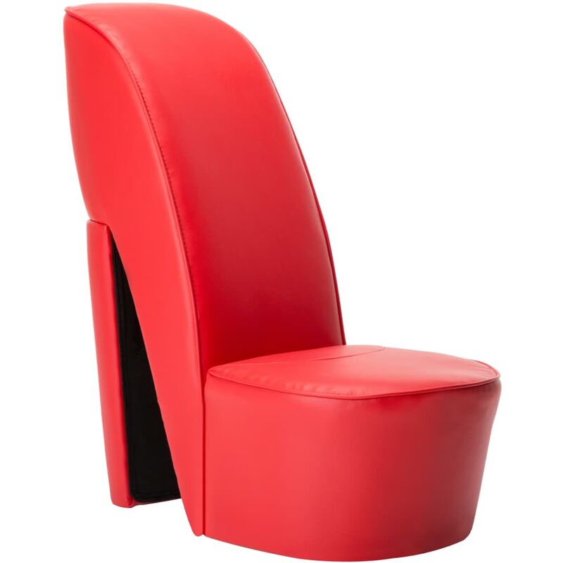 

Sillón con forma de zapato de tacón cuero sintético rojo