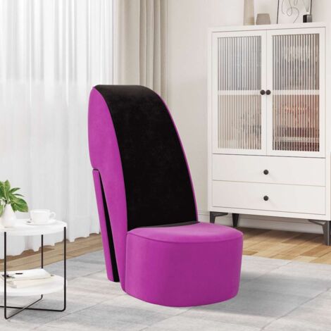 Sillón con forma de zapato de tacón terciopelo morado