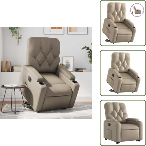 Sillón con motor eléctrico - vidaXL Sillón elevable eléctrico cuero artificial capuchino - Asiento elevable