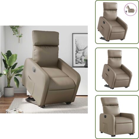 Sillón con motor eléctrico - vidaXL Sillón elevable eléctrico cuero artificial capuchino - Asiento elevable