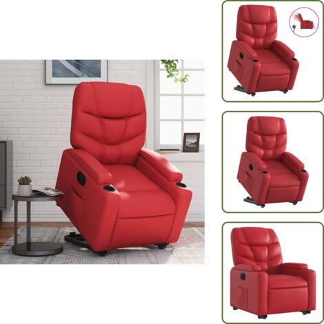 Sillón con motor eléctrico - vidaXL Sillón elevable eléctrico cuero artificial rojo - Asiento elevable