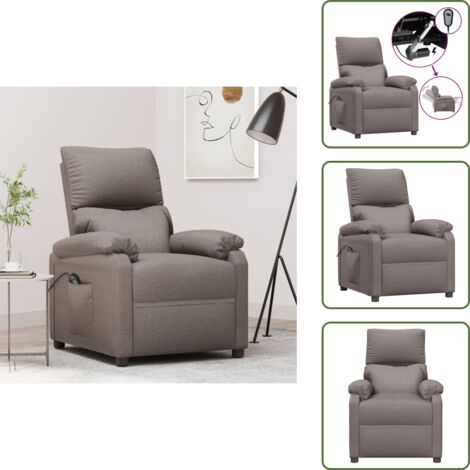 Sillón con motor eléctrico - vidaXL Sillón reclinable eléctrico tela gris taupé - Sillón de tela