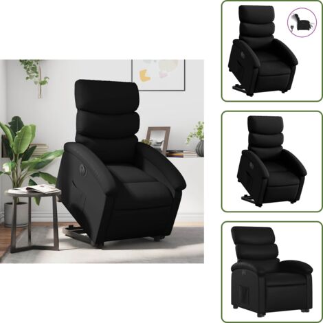 Sillón con motor eléctrico - vidaXL Sillón reclinable y elevable eléctrico cuero sintético negro - Asiento reclinable