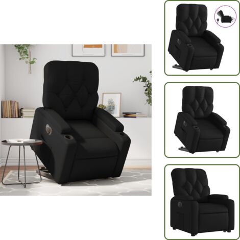 Sillón con motor eléctrico - vidaXL Sillón reclinable y elevable eléctrico cuero sintético negro - Reposapiés eléctrico