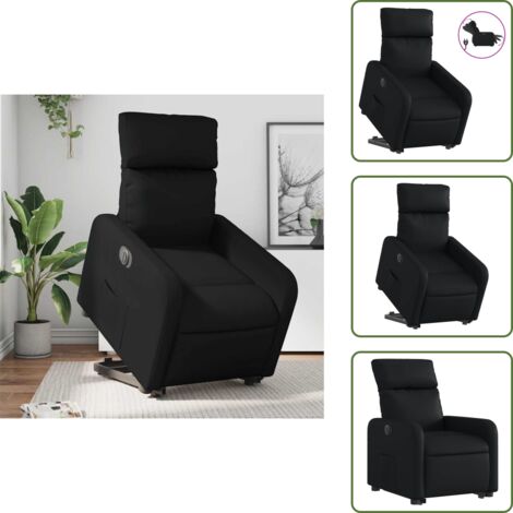 Sillón con motor eléctrico - vidaXL Sillón reclinable y elevable eléctrico cuero sintético negro - Reposapiés eléctrico