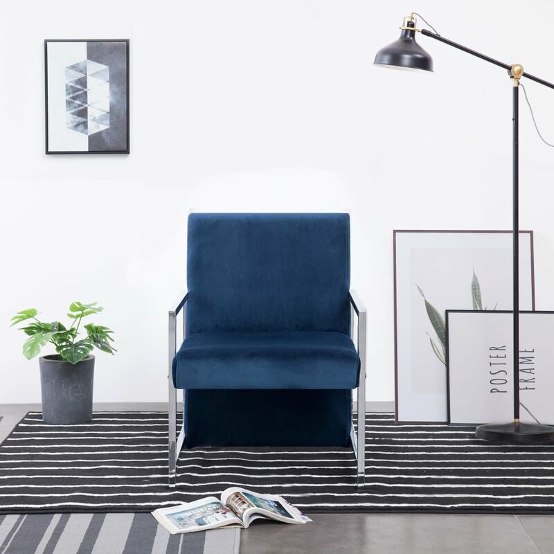 

Sillon con patas cromadas de terciopelo azul