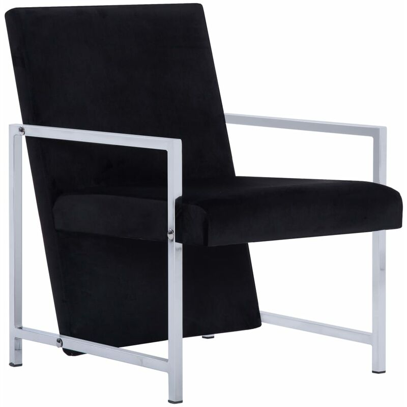 

Sillón con Patas Cromadas de Terciopelo Negro - Negro - Vidaxl