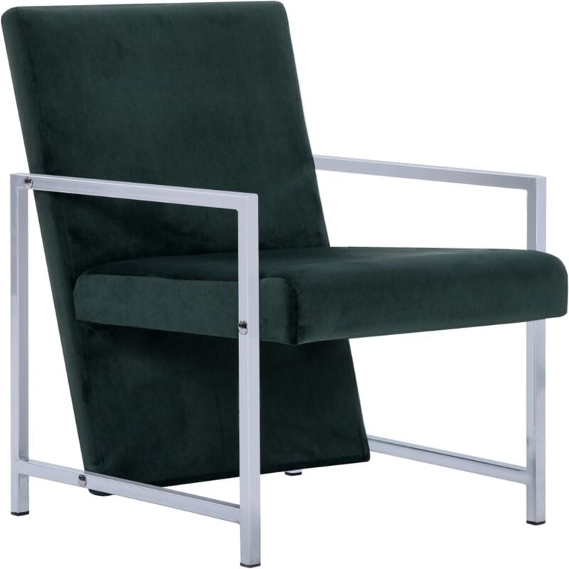 

Sillón con Patas Cromadas de Terciopelo Verde Oscuro - Verde - Vidaxl