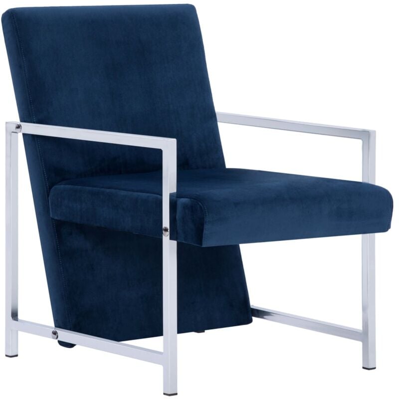 

Sillón con Patas Cromadas de Terciopelo Azul - Azul - Vidaxl