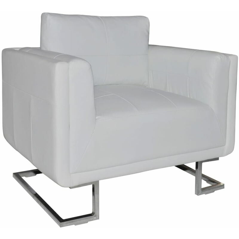 

Happyshopping - Sillon con patas cromadas y cuero artificial blanco