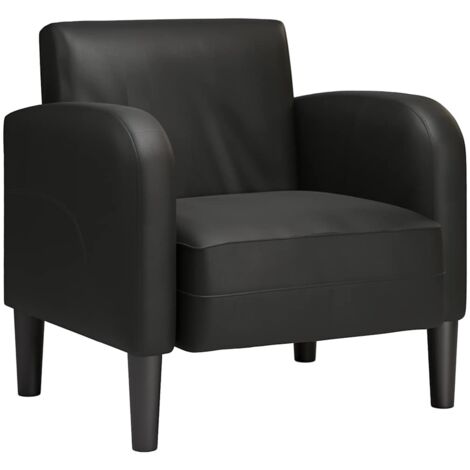Sillón con reposabrazos cuero sintética negro 54 cm vidaXL