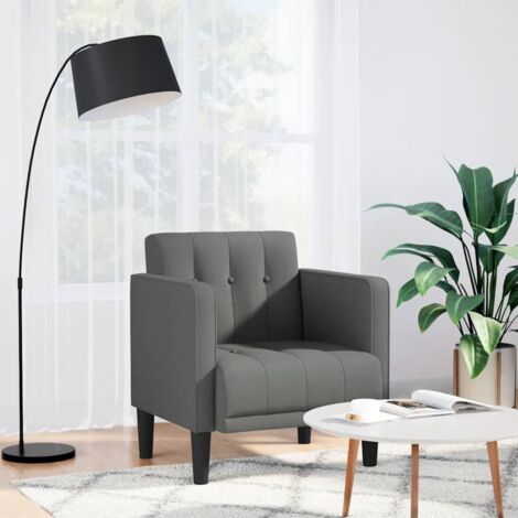 Sillón con reposabrazos de tela gris oscuro 53 cm