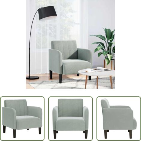 Sillón con reposabrazos -  Sillón con reposabrazos Terciopelo Gris Claro 54 cm